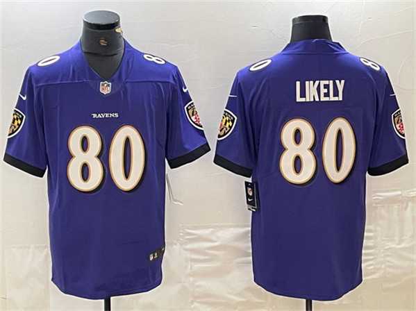 Mens Baltimore Ravens #80 Isaiah Likely Purple Vapor Limited Football Limited Jersey->baltimore ravens->NFL Jersey